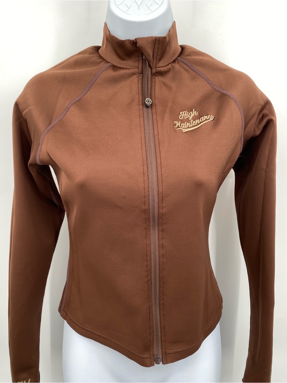 High Maintenance Women's Brown Zip-Front Athletic Jacket Size L